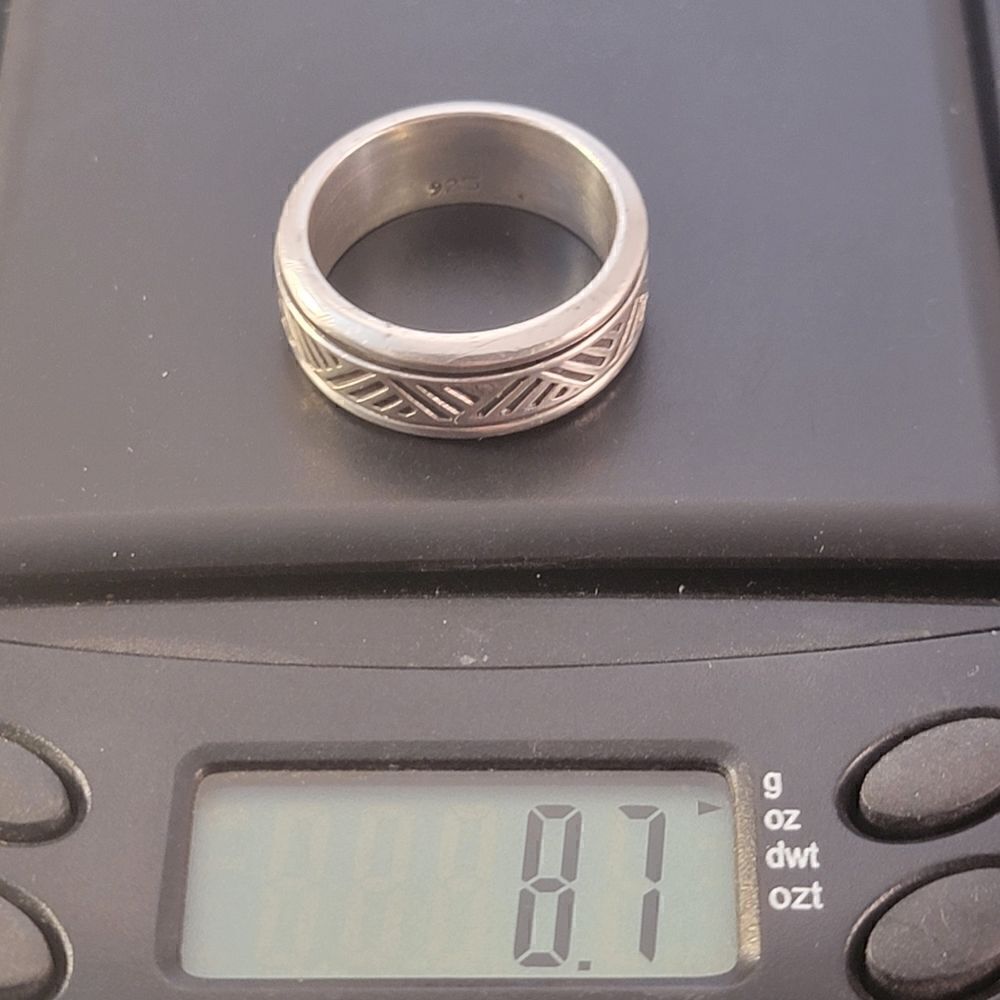Vintage Sterling Silver Spinner Ring With Decorative Black Antiquing Sz 8 - Picture 6 of 8